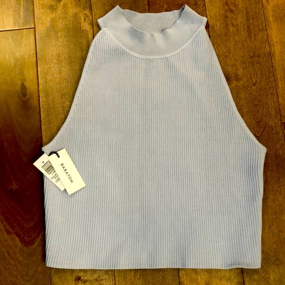 NEW Babaton Sculpt Knit Halter (Rare Cement Blue) - Size L - Picture 1 of 4